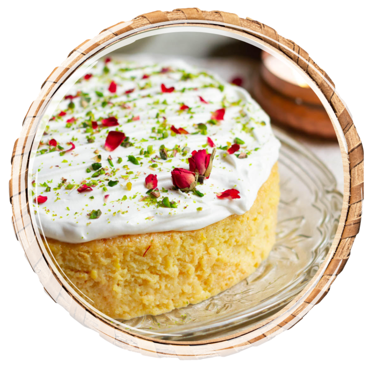 Fluffy cake served with a rich milky syrup infuse with saffron