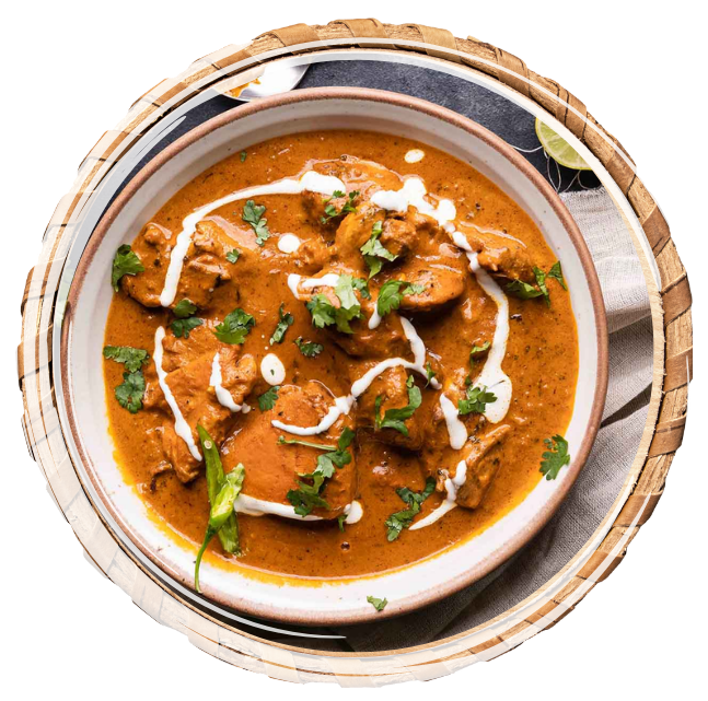 Grilled chicken in a buttery sauce mixed with tomato and cashew-nuts.